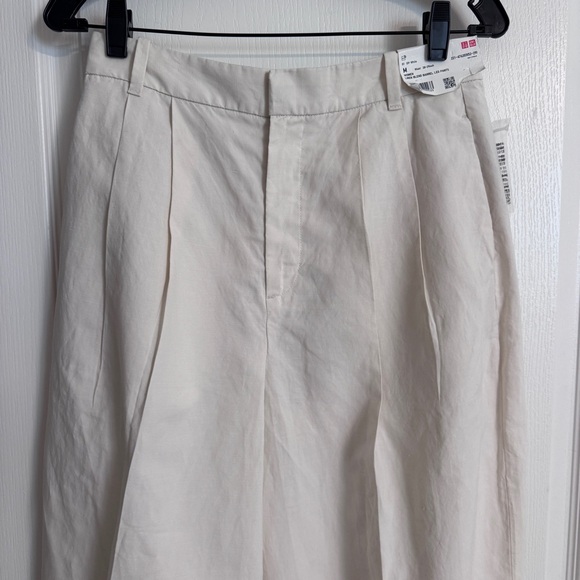 SOLD! Uniqlo Linen Blend Barrel Leg Pants M Off White - Picture 3 of 10